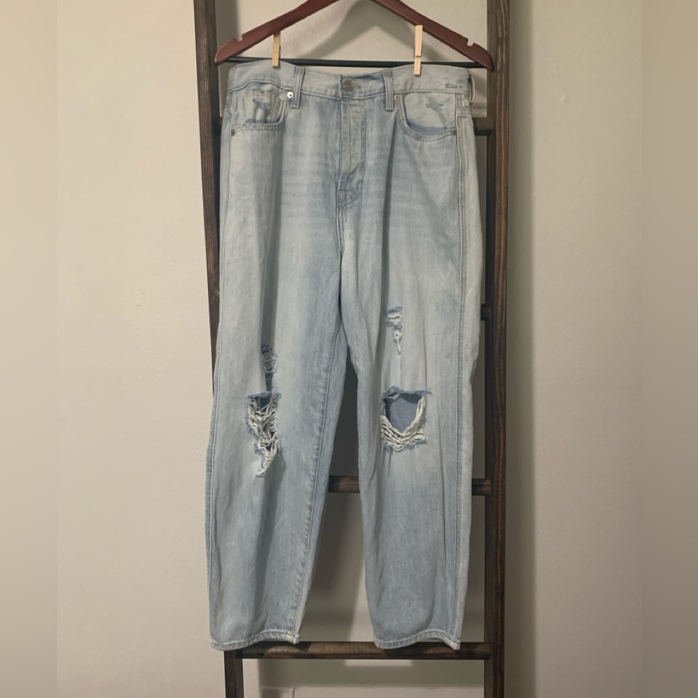 7 For All Mankind Distressed Light Blue Boyfriend Jeans